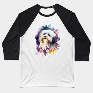 Rainbow Havanese Dog Watercolor Art Baseball T-Shirt